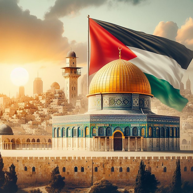 Foto las banderas palestinas en jerusalén