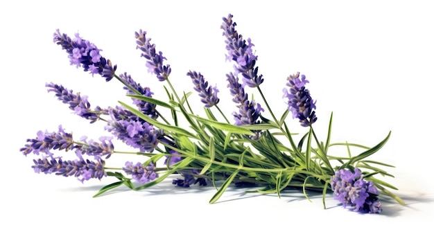 Bando de flores de lavanda em branco