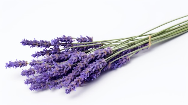 Bando de flores de lavanda em branco