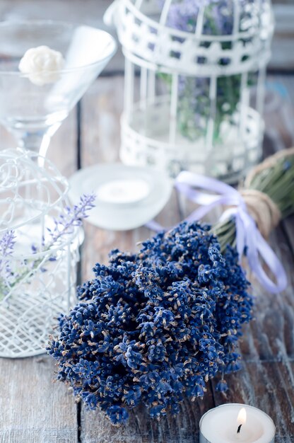 Foto bando de flores de lavanda