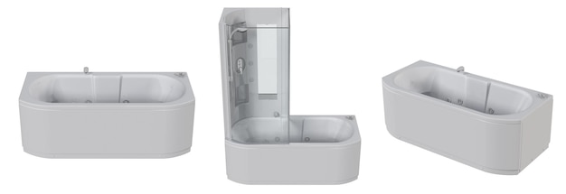 bañera aislada en una ilustración 3D de fondo blanco y una presentación CG