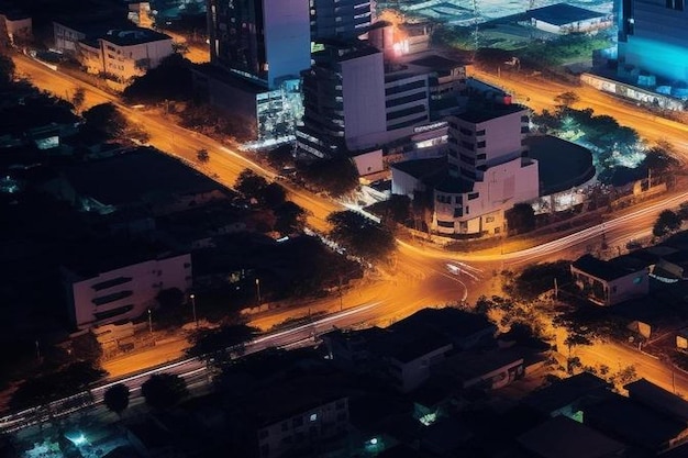 Foto bangalore cityscape noite aérea bengaluru cidade drone