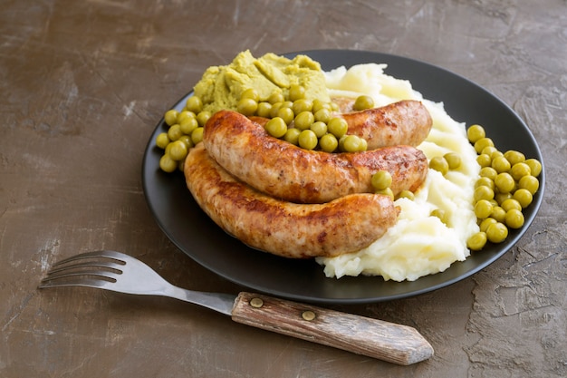 Bangers And Mash. Traditionelle britische Gerichte.