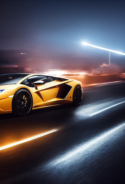 Bangkok Tailândia 08082022 super carro de luxo Lamborghini para esportes rápidos em ilustração 3D de fundo de iluminação premium