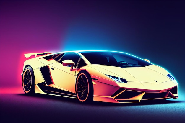 Bangkok Tailandia 08082022 Supercoche de lujo Lamborghini para deportes rápidos en ilustración 3D de fondo de iluminación premium