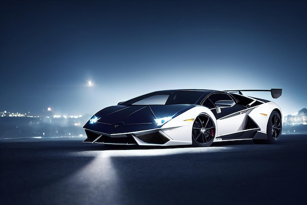 Bangkok Tailandia 08082022 Supercoche de lujo Lamborghini para deportes rápidos en ilustración 3D de fondo de iluminación premium
