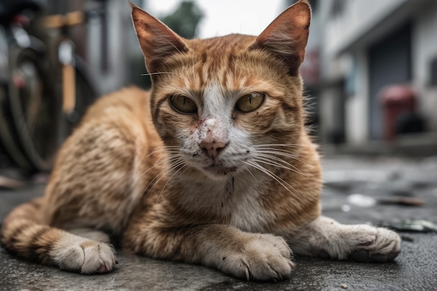 Bangkok de Tailandia tiene un gato sin hogar