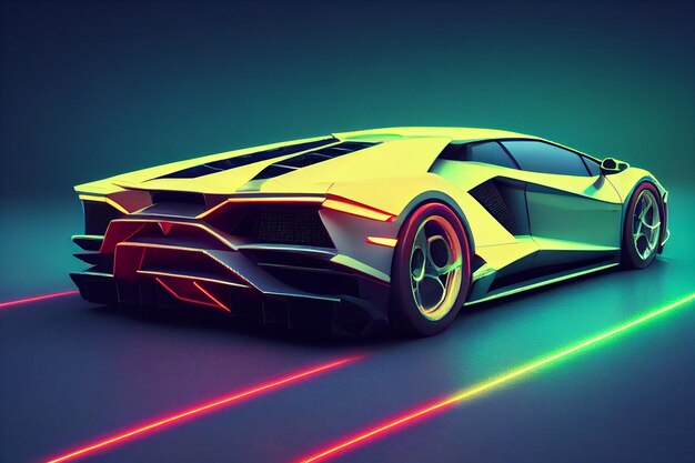 Bangkok Thailand 08082022 Lamborghini Luxus-Superauto für schnelle Sportarten auf erstklassigem Beleuchtungshintergrund 3D-Illustration