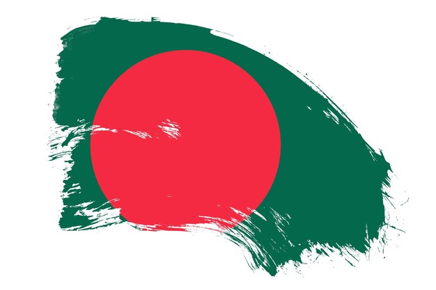 Bangladesch-Flagge auf weißem Hintergrund mit abstraktem Pinsel-Textureffekt