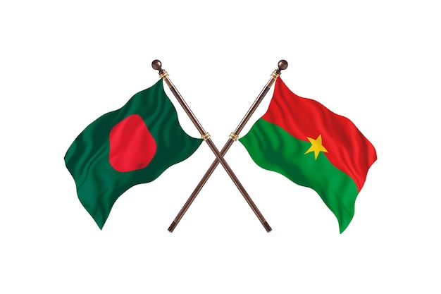 Bangladesch gegen Burkina Faso Flaggen Hintergrund