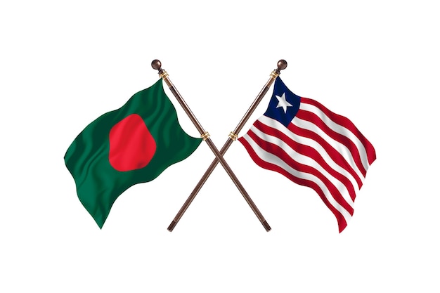 Bangladesch gegen Liberia Flags Hintergrund