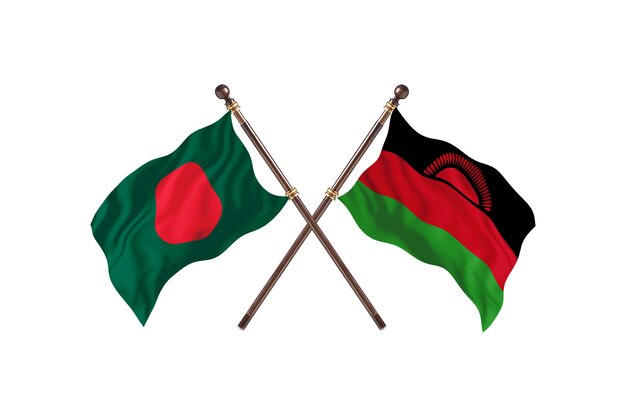 Bangladesch gegen Malawi Flags Hintergrund