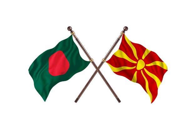 Bangladesch gegen Mazedonien Flaggen Hintergrund