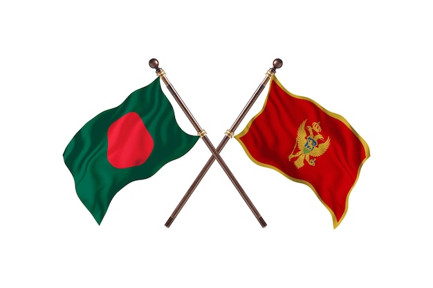 Bangladesch gegen Montenegro Flaggen Hintergrund