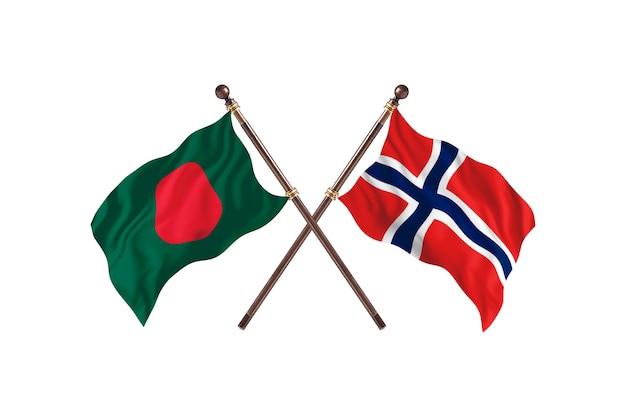 Bangladesch gegen Norwegen Flaggen Hintergrund