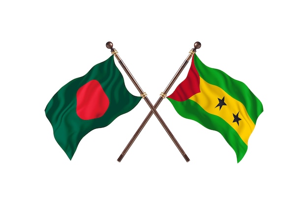 Bangladesch gegen Sao Tome und Principe Flags Hintergrund