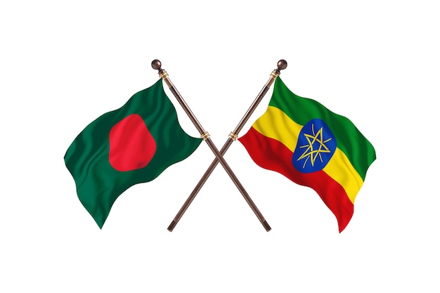 Bangladesch gegen Äthiopien Flaggen Hintergrund