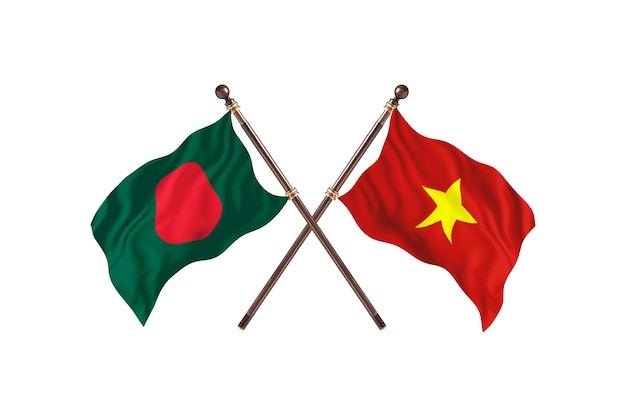 Bangladesch gegen Vietnam Flaggen Hintergrund