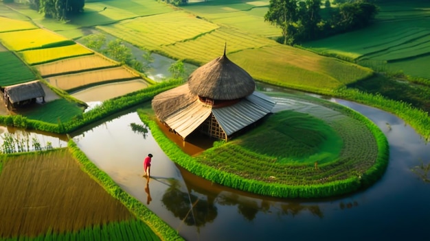 Bangladeschisches Reisfelddorf