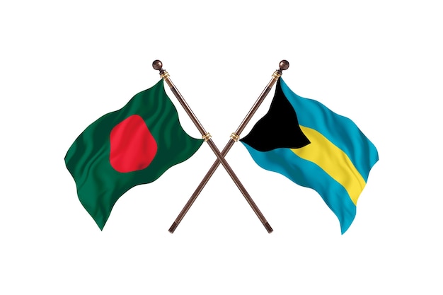 Bangladesh contra el fondo de banderas de Bahamas