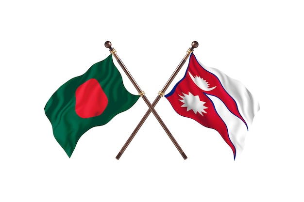 Bangladesh versus fondo de banderas de Nepal