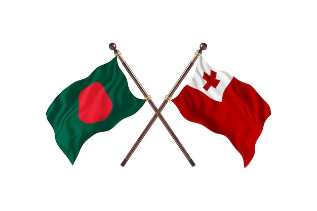 Bangladesh versus fondo de banderas de Tonga