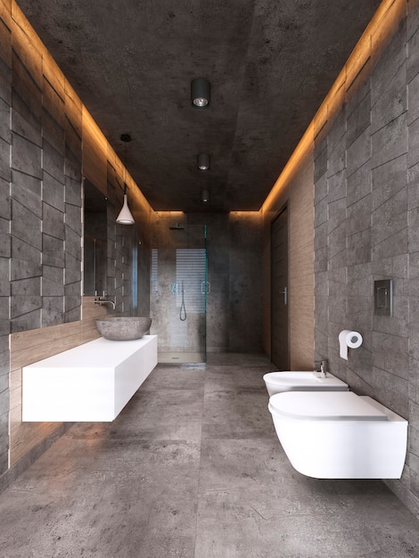 Banheiro em madeira e tons escuros  Bathroom interior design, Bathroom  interior, House design