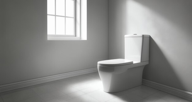 Banheiro minimalista moderno com linhas limpas e luz natural