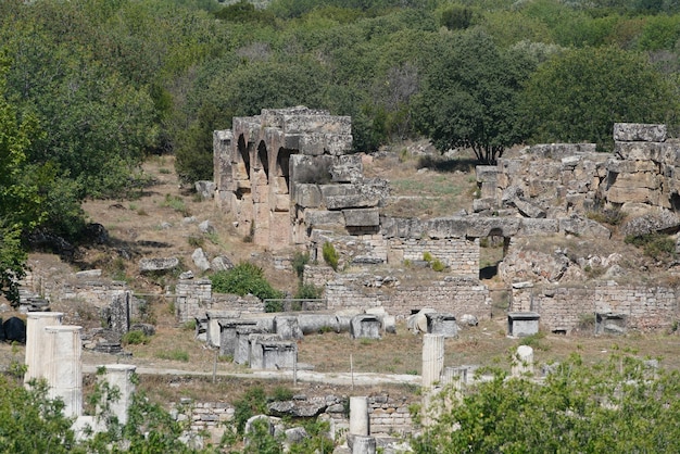 Banhos de Adriano na cidade antiga de Aphrodisias em Aydin Turkiye