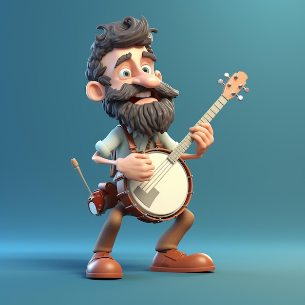 Banjo de desenho animado 3D