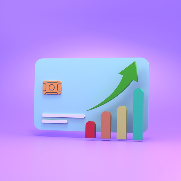 Bankkarte und Wachstumsdiagramm 3D-Rendering