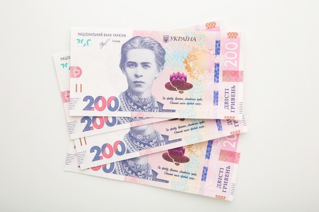 Banknoten Ukraine Griwna auf Weiß