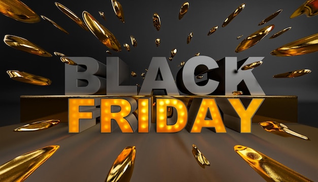 Banner 3D Black Friday en túnel gris