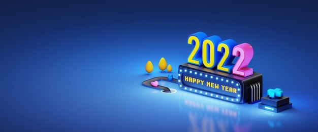 Banner 3d Feliz Ano Novo 2022