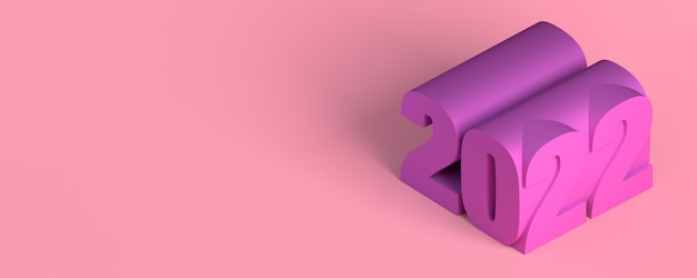 Foto banner abstracto del año 2022. nochevieja. copie el espacio. ilustración 3d.