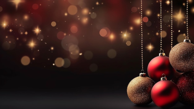 Banner de bolas de Navidad hermosa con espacio de texto