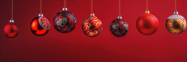 Banner de bolas de Navidad vibrante con espacio de copia