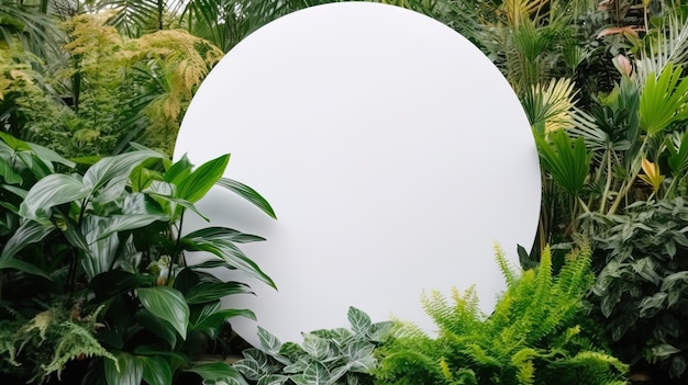 Banner branco vazio com espaço simulado branco da tabuleta no espaço da parede das plantas para texto