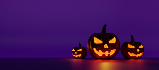 Banner de cabeza de calabaza de Halloween.