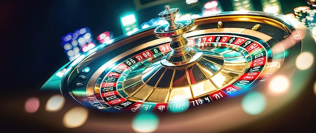 Banner Casino juego rueda de ruleta girando Generación AI