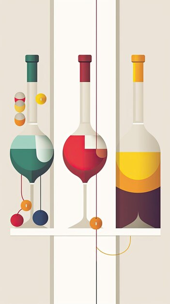 Foto banner de cata de vinos de diseño colorido plano con tarjeta de volante moderna ilustración gráfica ai generativo