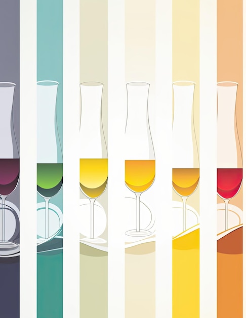 Banner de cata de vinos de diseño colorido plano con tarjeta de volante moderna Ilustración gráfica AI generativo