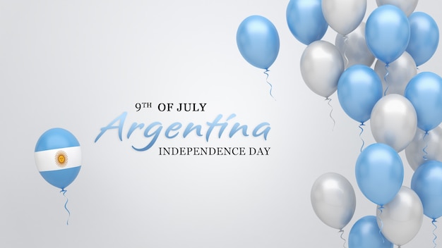 Foto banner de celebración con globos en colores de la bandera argentina.