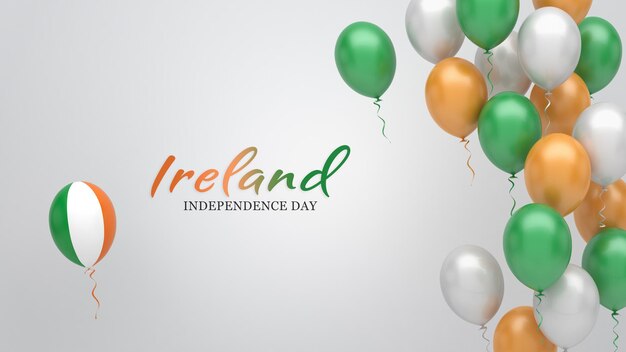 Banner de celebración con globos en colores de la bandera de Irlanda.