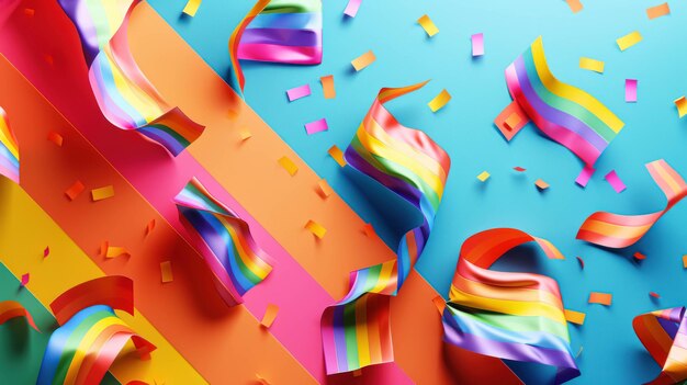 Foto banner de celebración lgbtiq abraza la diversidad con tonos de arco iris festividad de inclusión de género