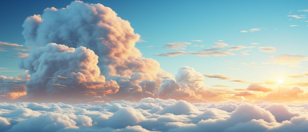 Banner cielo despejado nube blanca con puesta de sol