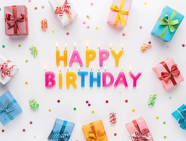 banner colorido com texto Feliz aniversário design de aniversário