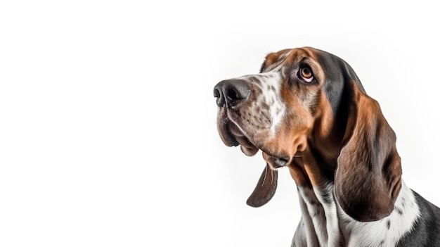 Banner com basset hound no fundo branco Generative AIx9