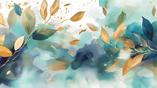 Banner com papel de parede de fundo dourado de luxo branco Generative AI