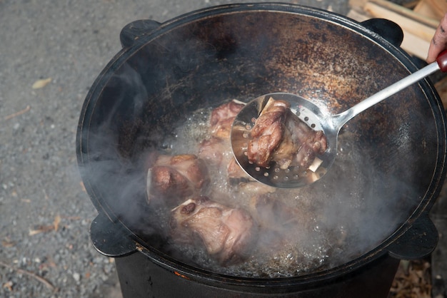 banner de compras de carne cruda espacio libre para texto, comida casera, fondo de cocina